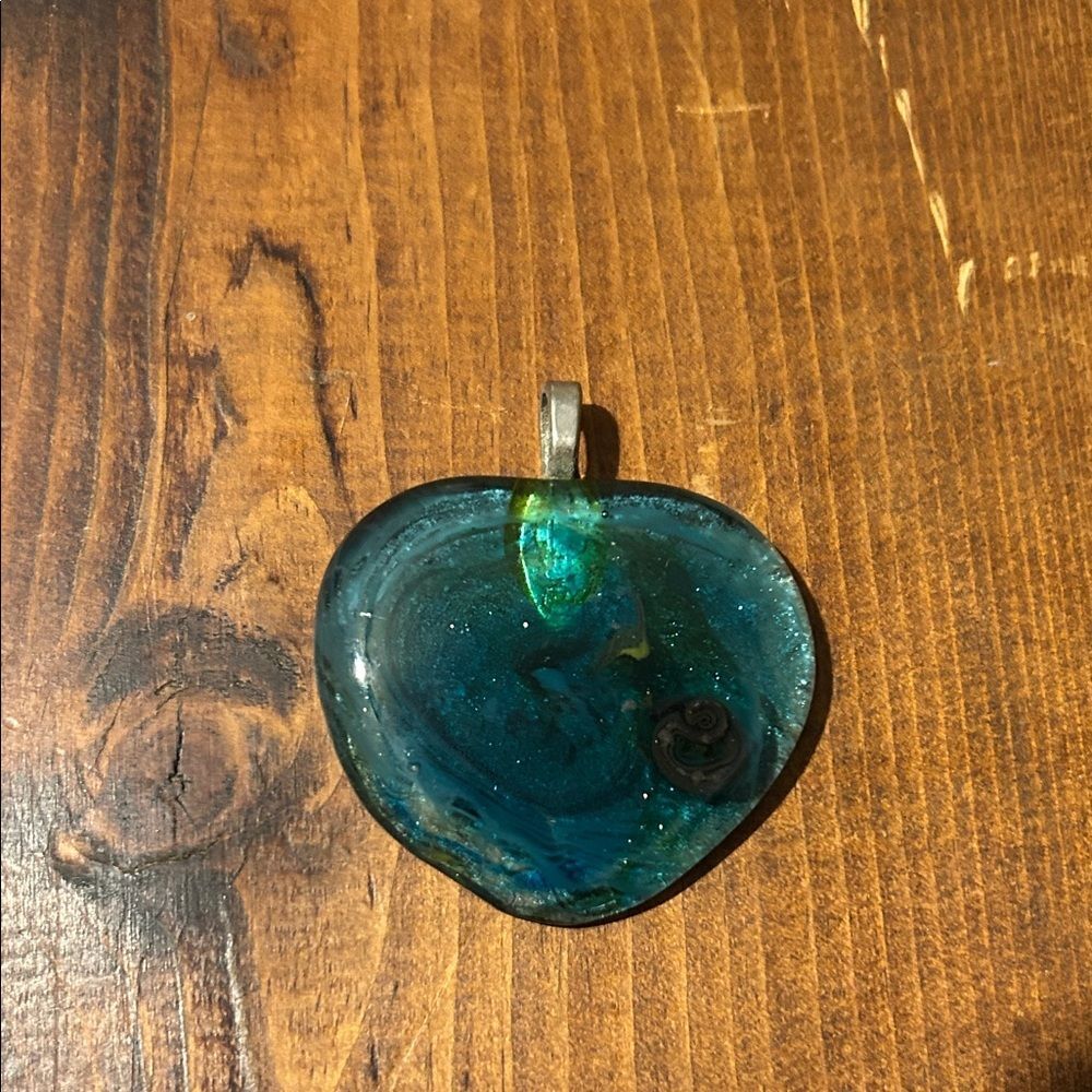 Blue Glass Heart Pendant
